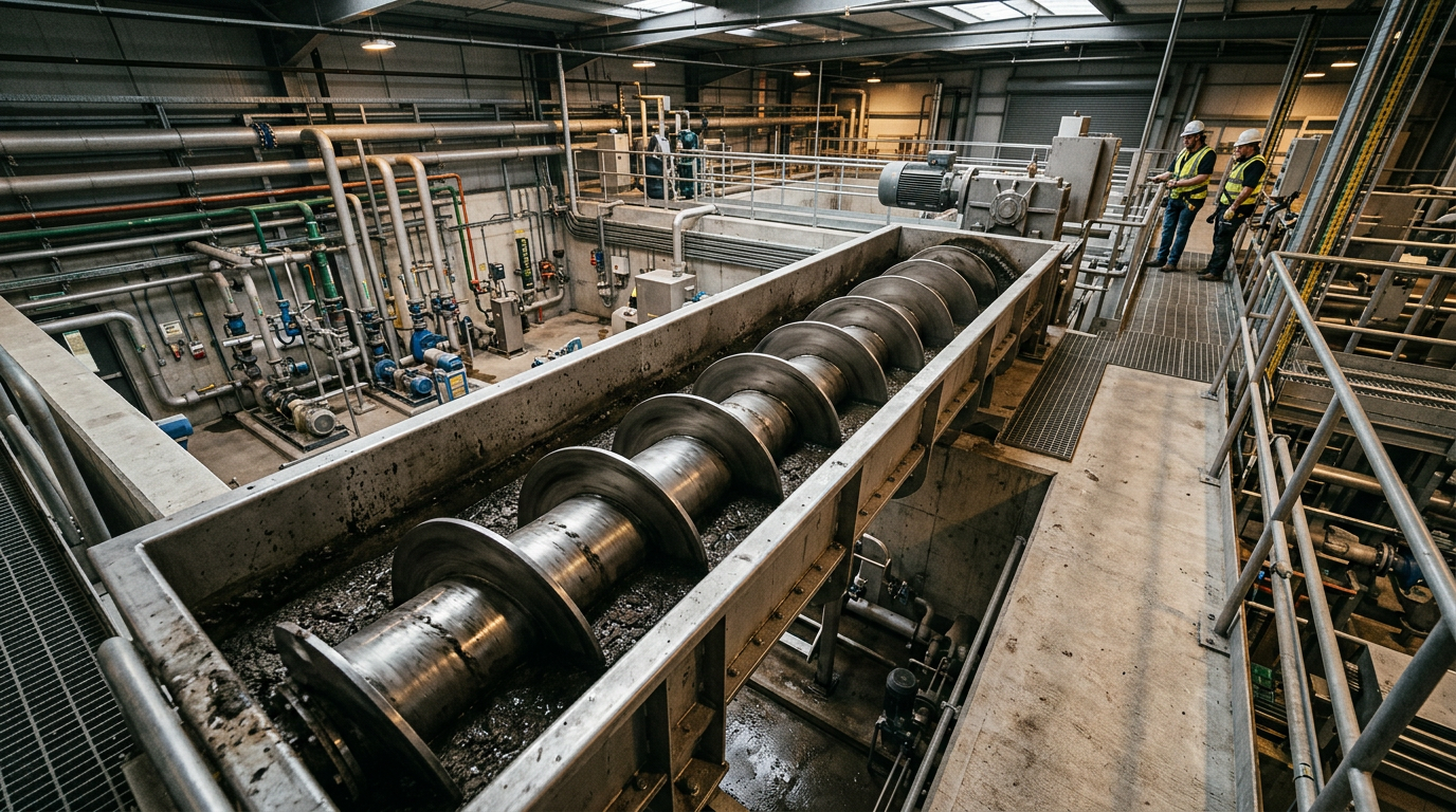 Shaftless Screw Conveyors for Sludge and Biomass Handling