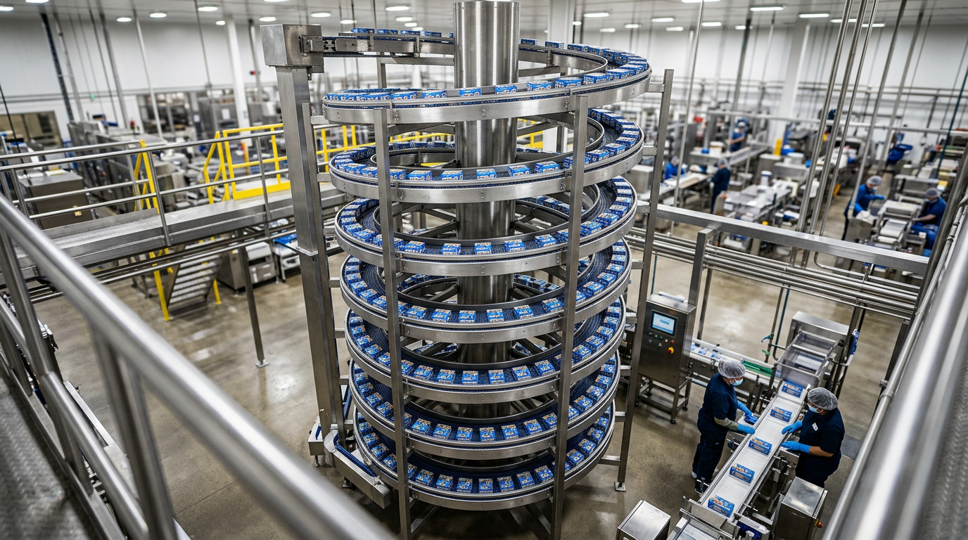 Efficient Vertical Accumulation via Spiral Modular Conveyors