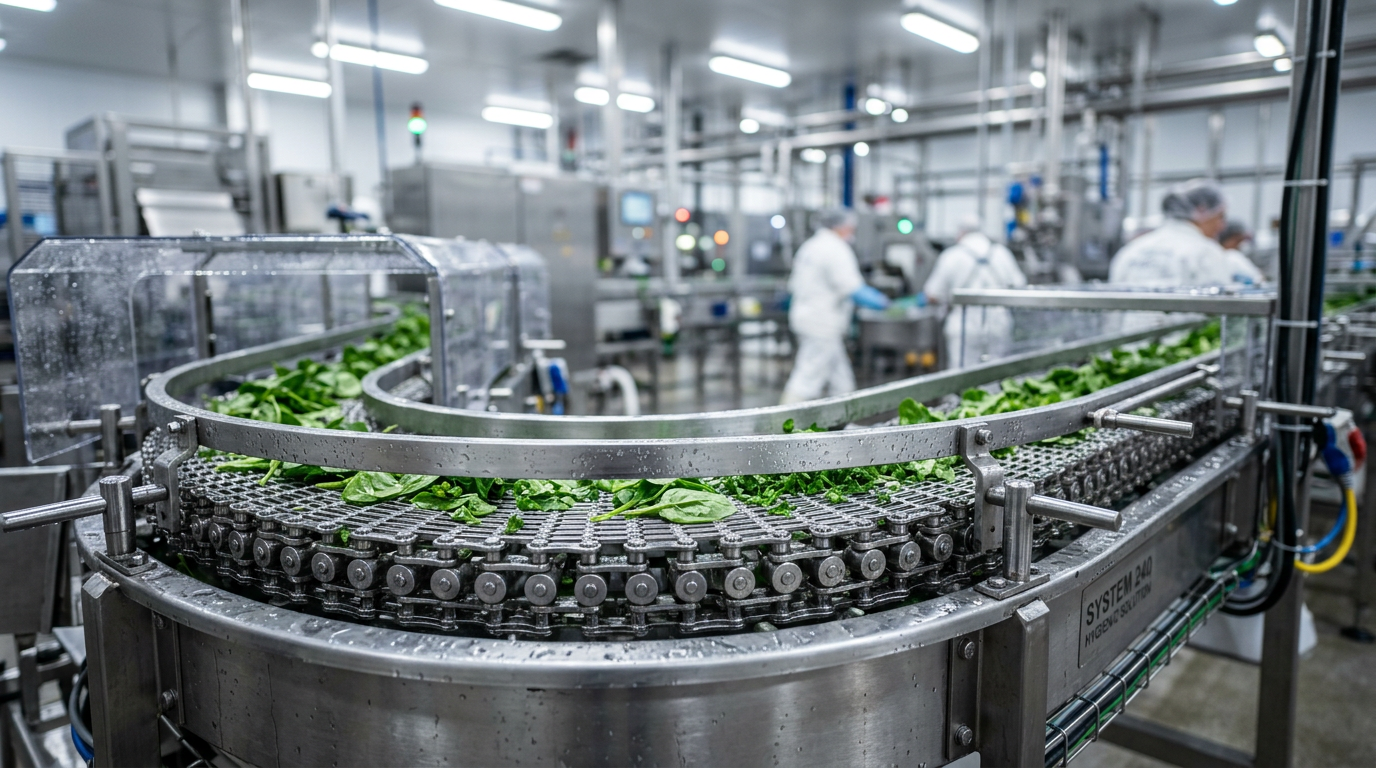 Stainless Steel Modular Belts for Hygienic Wash-Down Environments